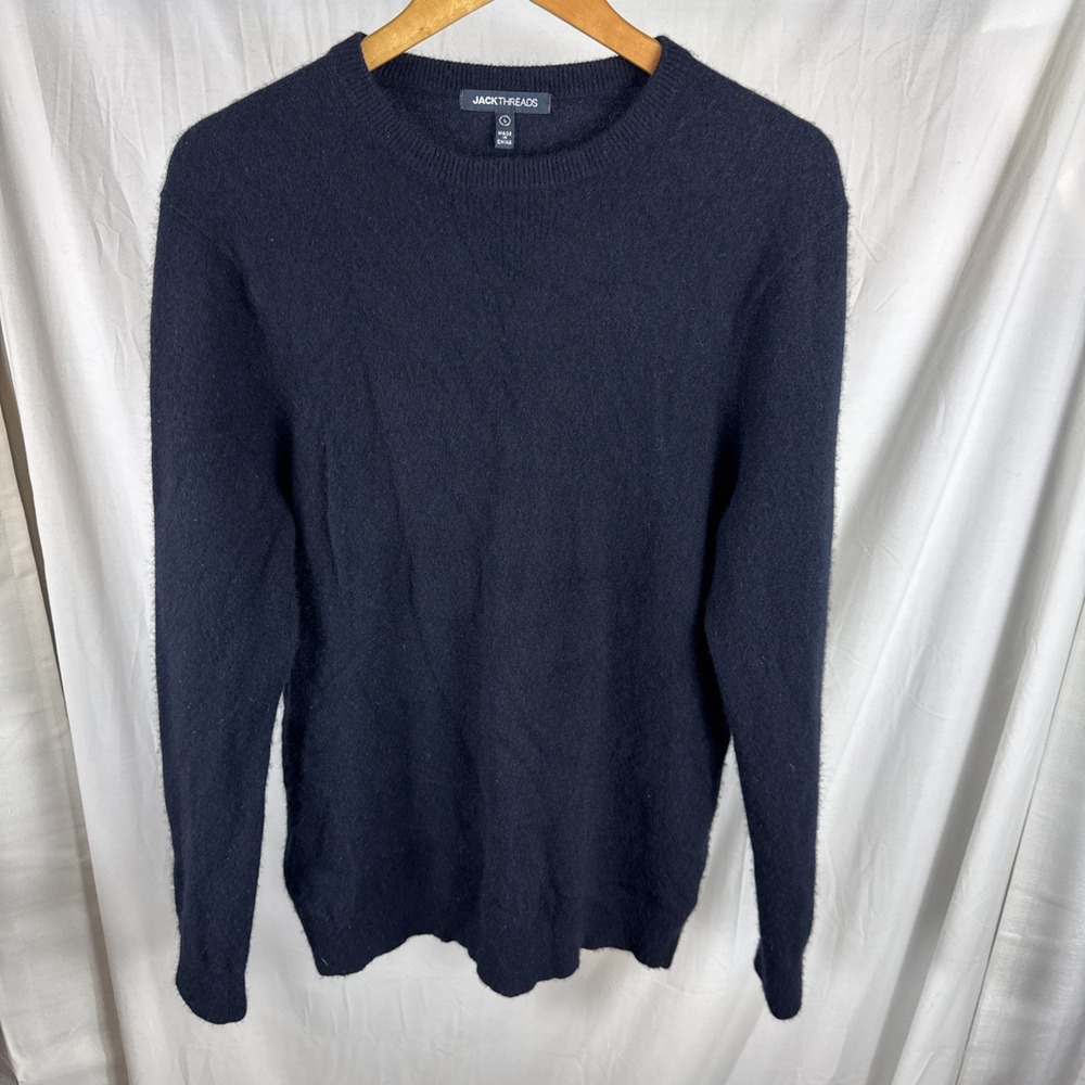 Jackthreads Sweater Mens Large 100% Cashmere Navy‎ Blue Preppy Breathable Knit